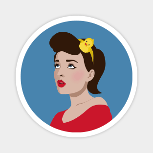 Portrait of a girl in pin up style Magnet